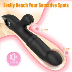 Suction Rabbit Vibe with Swinging Massage Beads – Pink