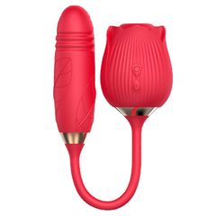 Rose Sucker With Thrusting Dildo Red-thumb-1