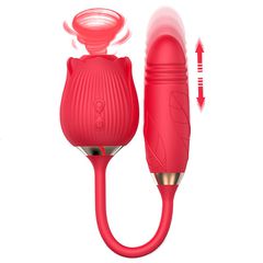 Rose Sucker With Thrusting Dildo Red-thumb-2