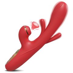 Dual Action Rabbit Vibrator – Suction & Flapping Tip Purple-thumb-4