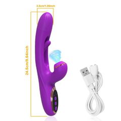 Dual Action Rabbit Vibrator – Suction & Flapping Tip Purple-thumb-2