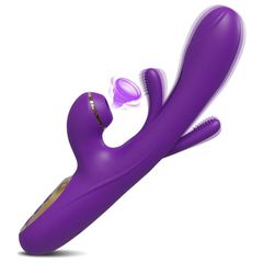 Dual Action Rabbit Vibrator – Suction & Flapping Tip Purple-thumb-1