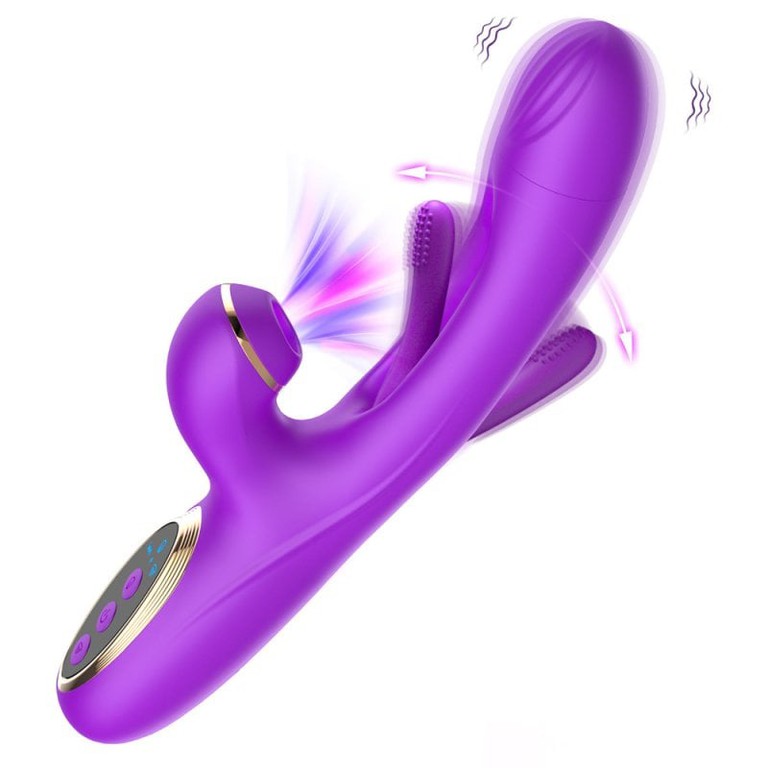 Dual Action Rabbit Vibrator – Suction & Flapping Tip Purple