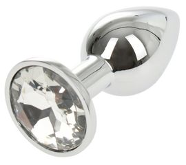 Stainless Steel Butt Plug Plug Silver Diamond Clear S-thumb-3
