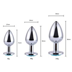 Stainless Steel Butt Plug Plug Silver Diamond Clear S-thumb-1