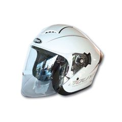 YM-650 HALF FACE GLOSSY WHITE GRAPHICS-thumb-1