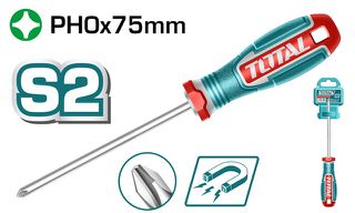 Κατσαβίδι Μαγνητικό Σταυρού TOTAL PH0Χ75mm Επαγγελματικό  ( TSDPH0075 )