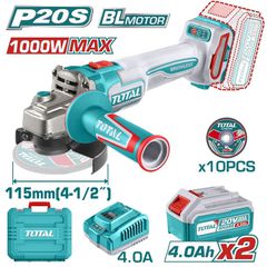 Γωνιακός Τροχός 115mm TOTAL Μπαταρίας Li-ion 20V Σέτ  με 2 Μπαταρίες 4Ah Επαγγελματικό ( TAGLI271532E )