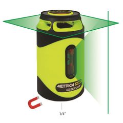 Αλφάδι laser FLASH GREEN 360° πράσινη δέσμη 40m, 60m με ανιχνευτή, με ακρίβεια 3mm/10m. Προβάλει 1 οριζόντια περιστροφική δέσμη 360° και 1 κάθετη. Σπείρωμα 1/4" για τρίποδα. Περιέχει θήκη μεταφοράς, β
