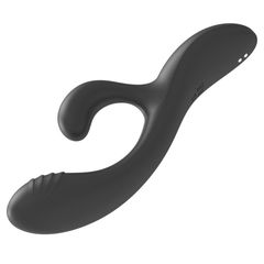 Midnight Black Heating Silicone Bunny Vibrator-thumb-2