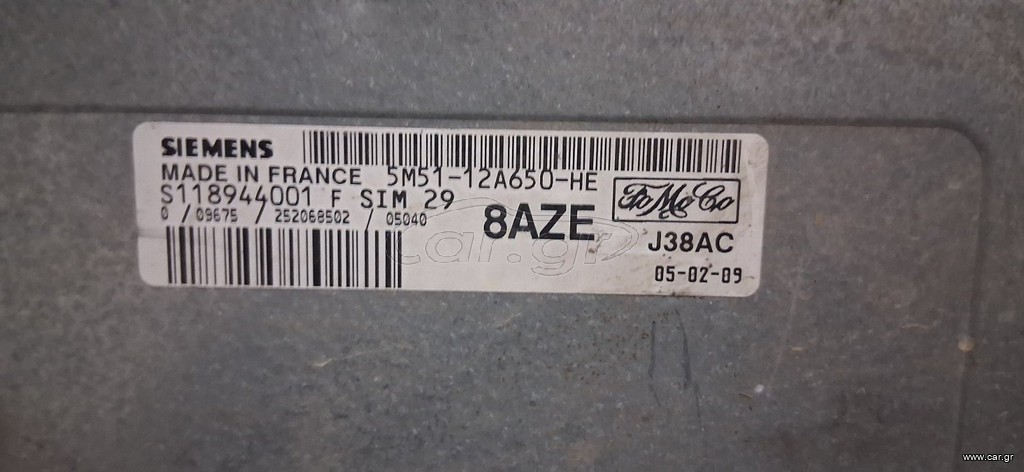 Εγκέφαλος FORD FOCUS 5M51-12A650-HE SIM29 MK2 1.6L - 16V - 116PS TI-VCT HXDA - HXDB 2004 - 2011 SIEMENS