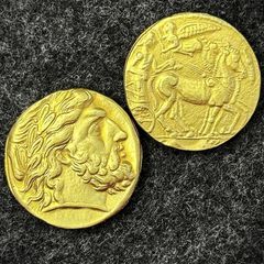 Χρυσό νόμισμα ΔΙΑΣ πιστό Αντίγραφο Ποιότητας Μουσείου, 8ος αιώνας π.Χ 24Κ 3macro επίχρυσο-thumb-3