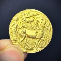 Χρυσό νόμισμα ΔΙΑΣ πιστό Αντίγραφο Ποιότητας Μουσείου, 8ος αιώνας π.Χ 24Κ 3macro επίχρυσο-thumb-4