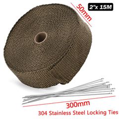 Θερμομονωτική Ταινία Εξάτμισης Titanium Twill 15m x 50mm – 1370°C + ΔΩΡΟ 10 Inox Δεματικά