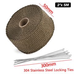 Θερμομονωτική Ταινία Εξάτμισης Titanium Twill 5m x 50mm – 1370°C + ΔΩΡΟ 4 Inox Δεματικά