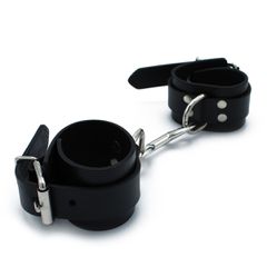 Black Leather Chain-Linked Cuffs-thumb-4