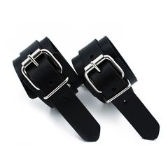 Black Leather Chain-Linked Cuffs-thumb-7