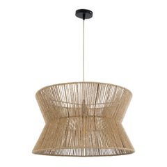 Κρεμαστό φωτιστικό boho μονόφωτο 1 x E27 IP20 Φ50 x Υ28cm μπεζ λεπτό σχοινί τριχιά πλέγμα