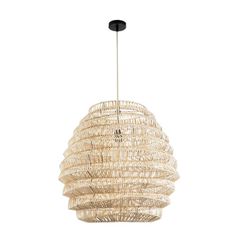 Φωτιστικό κρεμαστό Boho μονόφωτο 1 x E27 IP20 με διάσταση Φ60 x Υ56cm & μπεζ μπαμπού πλέγμα