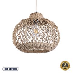 Φωτιστικό ECUADOR Boho κρεμαστό πλέγμα μονόφωτο 1 x E27 IP20 Μπεζ Rattan διάστασης Μ35 x Π35 x Υ28cm
