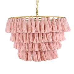 Boho κρεμαστό φωτιστικό μονόφωτο 1 x E27 IP20 ροζ ΄ύφασμα με χρυσό μέταλλο Μ60 x Π60 x Υ40cm