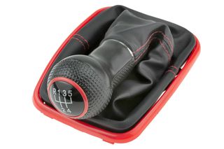 VW Golf IV 1997-2005 / Bora 1998-2005 πόμολο λεβιέ 5 ταχυτήτων με φούσκα μαύρο με κόκκινο NTY