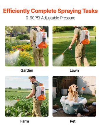 Ψεκαστήρας πλάτης VEVOR 4 γαλονιών με μπαταρία, 0-90 PSI, 4 ώρες λειτουργίας για γκαζόν αυλής-thumb-4