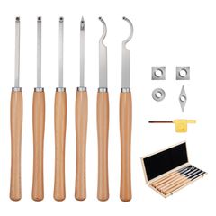 VEVOR 6PCS Σετ σμιλών τόρνου ξύλου HSS Εργαλεία τόρνου Κουτί αποθήκευσης Τόρνος τελικής επεξεργασίας
