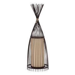 Boho Επιδαπέδιο Φωτιστικό Μονόφωτο 1 x E27 IP20 Καφέ & Μπεζ Ξύλο - Μ30 x Π30 x Υ90cm