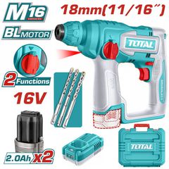 Πιστολέτο Πνευματικό TOTAL SDS-PLUS Μπαταρίας Li-ion 16V με 2 Μπαταρίες 2Ah Επαγγελματικό ( TRHLI16168 )