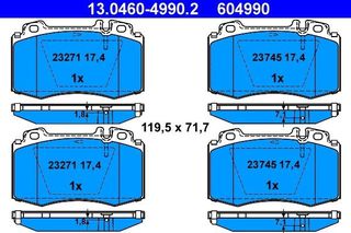 Τακάκια φρένων MERCEDES-BENZ ATE 0034205820, 0044200420, 0044200520, 0044209020