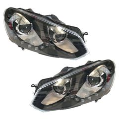 Μπροστινά Φανάρια Set Για Vw Golf VI (6) 08-12 DRL GTI /R20 Look Μαύρα H7/H7 Με Μοτέρ Carner
