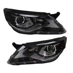 Μπροστινά Φανάρια Set Για Vw Tiguan mk1 07-11 DRL Μαύρα H7/H7 Με Μοτέρ Carner
