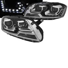 Μπροστινά Φανάρια Set Για Vw Passat B7 10-14 DRL Μαύρα H7/H7 Με Μοτέρ Eagle Eyes