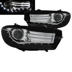Μπροστινά Φανάρια Set Για Vw Scirocco 08-14 DRL Shark Look Μαύρα H7 Με Μοτέρ Depo