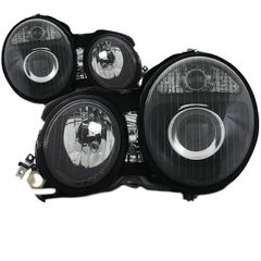 Μπροστινά Φανάρια Set Για Mercedes-Benz E-Class W210 95-98 Projectors Μαύρα H7/H7 Με Ρυθμιστή Αέρος Depo