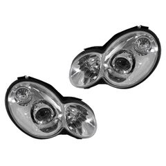 Μπροστινά Φανάρια Set Για Mercedes-Benz CL203 SportsCoupe 00-04 Projectors Χρωμίου H7/H7 Με Ρυθμιστή Αέρος Depo
