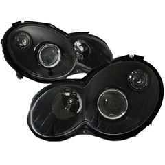 Μπροστινά Φανάρια Set Για Mercedes-Benz CL203 SportsCoupe 00-04 Projectors Μαύρα H7/H7 Με Ρυθμιστή Αέρος Depo