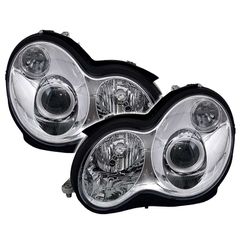Μπροστινά Φανάρια Set Για Mercedes-Benz C-Class W203 00-07 Projectors Χρωμίου H7/H7 Με Ρυθμιστή Αέρος Depo