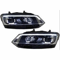 Μπροστινά Φανάρια Set Για Vw Polo 6R/6C 09-17 DRL Passat Matrix Look & Dynamic Φλας Full Led Με Μοτέρ Carner