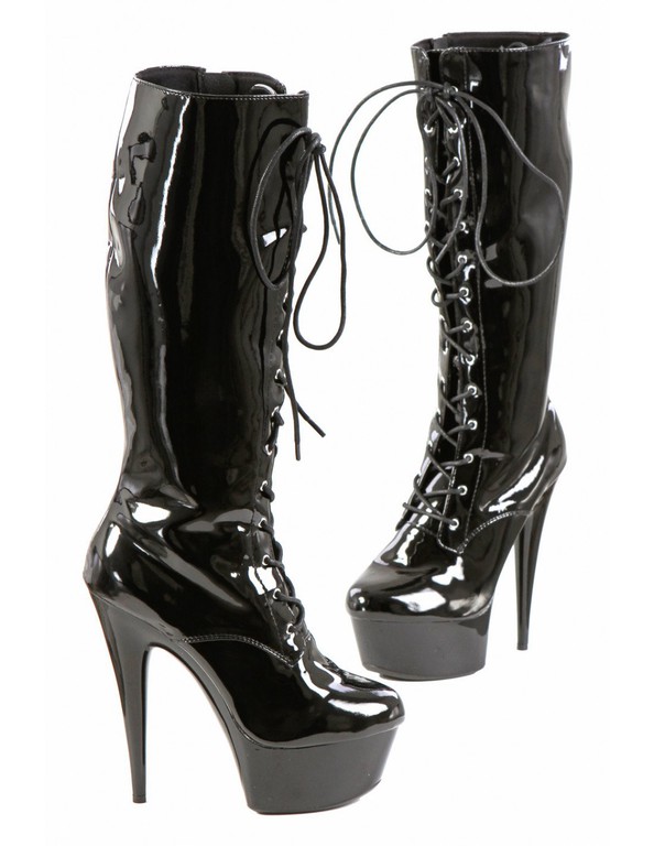 Vinyl Boots Heel 14cm Black