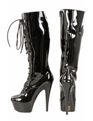 Vinyl Boots Heel 14cm Black-thumb-2