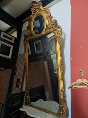Μεγάλων διαστάσεων καθρέφτης αντίκα διαστάσεων 260Χ120 με τραπεζάκι εισόδου