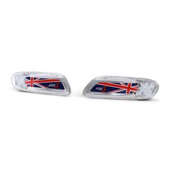 Πλαϊνά Φλας Φτερού Για Mini Cooper F56 13+ Union Jack Flag Blue Led White 2 Τεμάχια