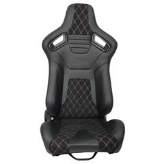 Καθίσματα Bucket R8 Δερματίνη Μαύρα Με M-Power Tri-Color Ραφές Καπιτονέ Ζευγάρι 2 Τεμαχίων