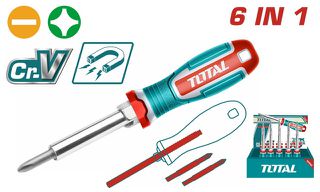 Κατσαβίδι Μαγνητικό TOTAL για Μύτες 6 σε 1 ( THT2506076 )