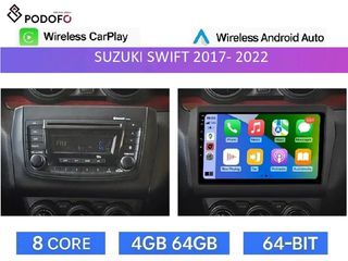 Suzuki Swift 2018-22 Android Car Radio 9" 4+64GB 8-Core Ασύρματο CarPlay & Aσύρματο Android Auto GPS  WiFi DSP