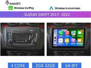 Suzuki Swift 2018-22 Android Car Radio 9" 2+32GB Ασύρματο CarPlay & Aσύρματο Android Auto GPS  WiFi EQ