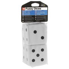 Ζάρια Κρεμαστά Διακοσμητικά Fuzzy Dice Λευκά 7x7cm 2 Τεμάχια
