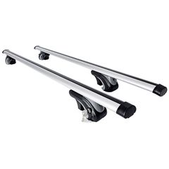 Μπάρες Οροφής Αλουμινίου Universal 120cm Railing System Σετ Με Πόδια Και Κλειδαριά Ασημί 2 Τεμάχια